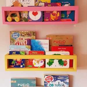 Children's bookshelf bookcase, Wall book shelf, Montessori bookshelf, Nursery bookshelf, Color bookshelves, Bücherregal image 4