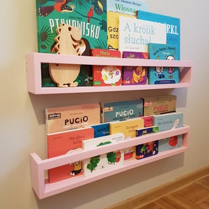 Children's bookshelf bookcase, Wall book shelf, Montessori bookshelf, Nursery bookshelf, Color bookshelves, Bücherregal image 3