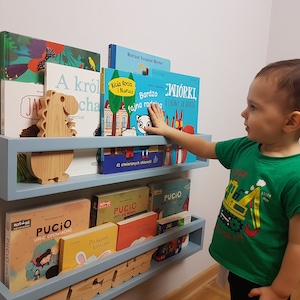 Kinder-Bücherregal, Wand-Bücherregal, Montessori-Bücherregal, Kinderzimmer-Bücherregal, Farbbücherregale, Bücherregal Bild 7