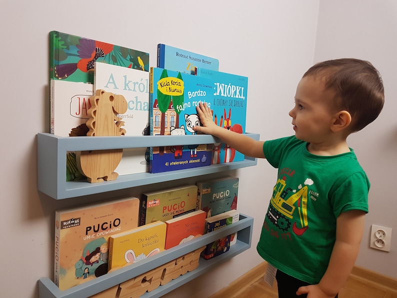 Children's bookshelf bookcase, Wall book shelf, Montessori bookshelf, Nursery bookshelf, Color bookshelves, Bücherregal image 7