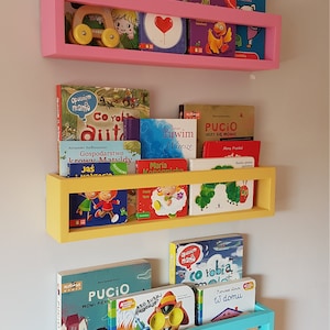 Children's bookshelf bookcase, Wall book shelf, Montessori bookshelf, Nursery bookshelf, Color bookshelves, Bücherregal image 2