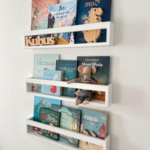 Children's bookshelf bookcase, Wall book shelf, Montessori bookshelf, Nursery bookshelf, Color bookshelves, Bücherregal image 2
