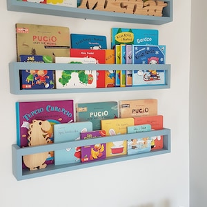 Children's bookshelf bookcase, Wall book shelf, Montessori bookshelf, Nursery bookshelf, Color bookshelves, Bücherregal image 8