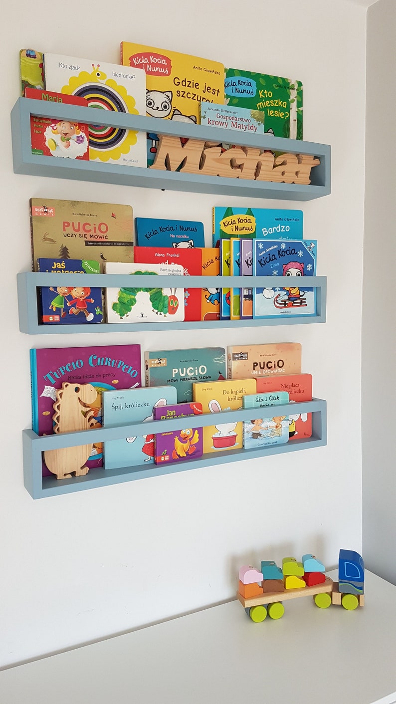 Kinder-Bücherregal, Wand-Bücherregal, Montessori-Bücherregal, Kinderzimmer-Bücherregal, Farbbücherregale, Bücherregal Bild 8
