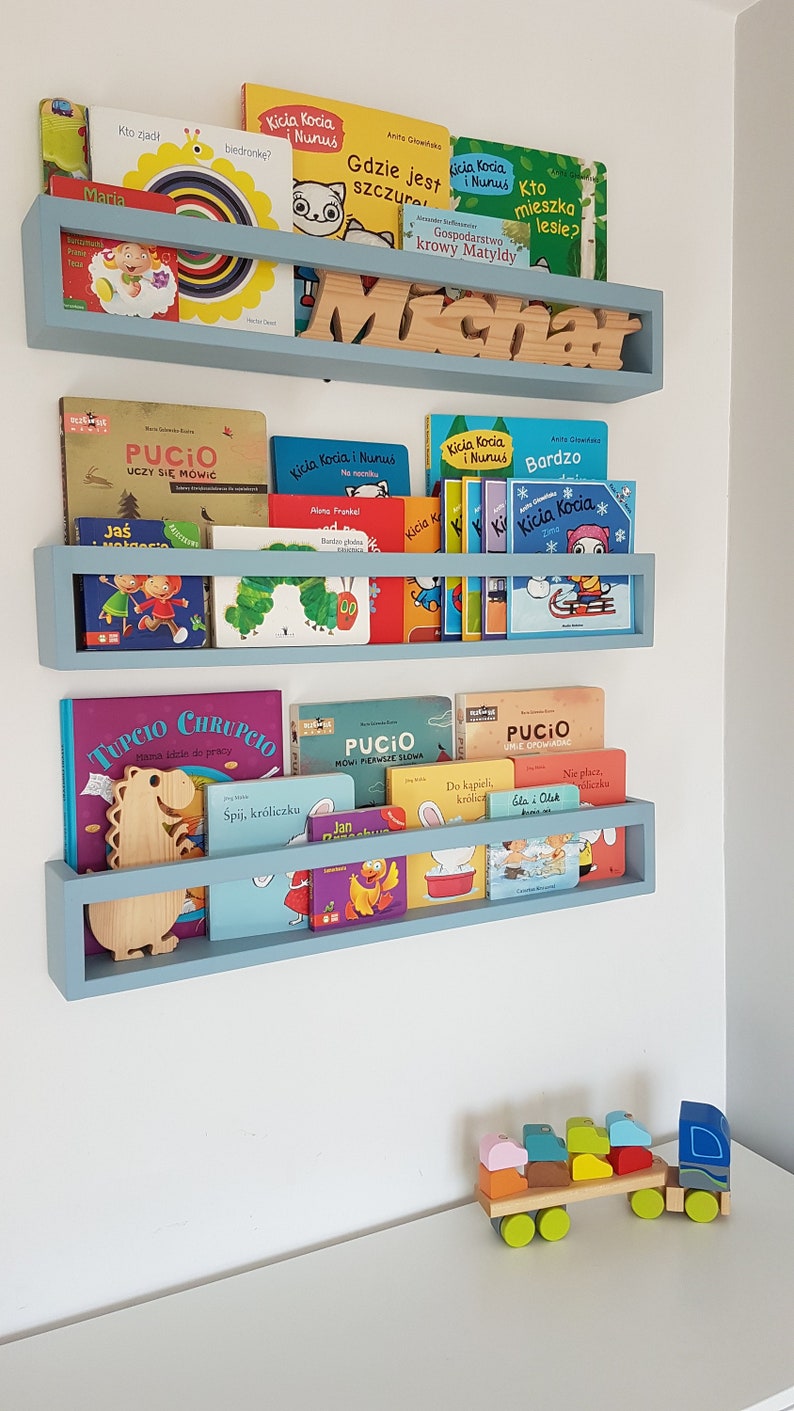 Children's bookshelf bookcase, Wall book shelf, Montessori bookshelf, Nursery bookshelf, Color bookshelves, Bücherregal image 8