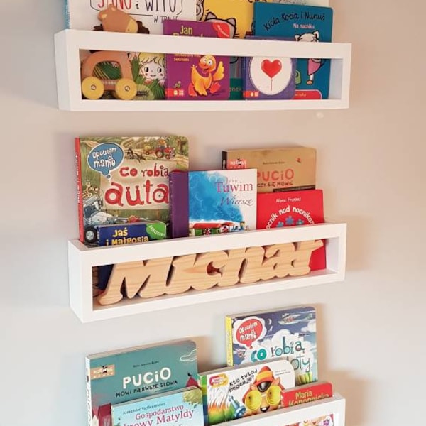 Children's bookshelf bookcase, Wall book shelf,  Montessori bookshelf, Nursery bookshelf