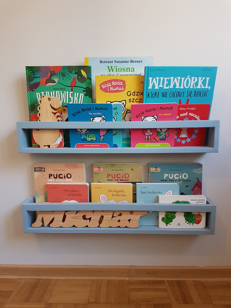 Children's bookshelf bookcase, Wall book shelf, Montessori bookshelf, Nursery bookshelf, Color bookshelves, Bücherregal image 5