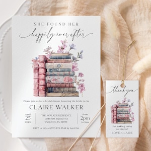 Storybook Bridal Shower Invitation EDITABLE, Coquette Book Theme Bridal Shower Invite, New Chapter Bridal Shower, Book Bridal Shower CB06