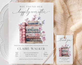 Storybook Bridal Shower Invitation EDITABLE, Coquette Book Theme Bridal Shower Invite, New Chapter Bridal Shower, Book Bridal Shower CB06