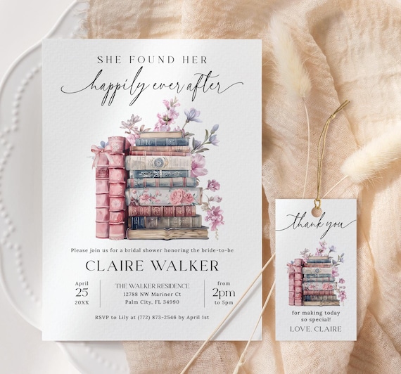 Storybook Bridal Shower Invitation EDITABLE, Coquette Book Theme Bridal Shower Invite, New Chapter Bridal Shower, Book Bridal Shower CB06