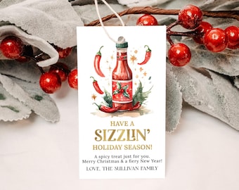 Hot Sauce Christmas Gift Tags EDITABLE, Spice Up Your Holidays Tag Printable, Employee Staff Neighbor Teacher Appreciation Tags