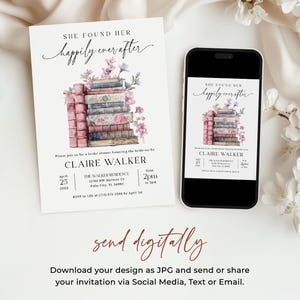 Her Next Chapter Bridal Shower Invitation, Storybook Bridal Shower Invitation, Coquette Book Theme Bridal Shower Invite, EDITABLE, Digital Download