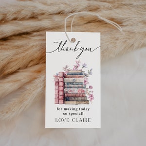 Storybook Shower Party Favor Tags EDITABLE, Coquette Book Themed Baby Shower Gift Tags, New Chapter Bridal Shower, Pink Bow Shower CB06