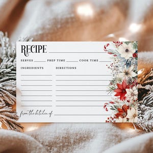 Modelo de cartão de receita de Natal EDITÁVEL, cartão de receita de feriado para impressão, solicitação de receita de Natal, cartão de receita 6x4, cartão de receita em branco CT25