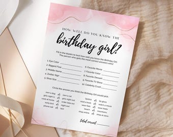 Who Knows Birthday Girl Best EDITABLE, Would She Rather Game Printable, Birthday Games For Her, How Well Do You Know The Birthday Girl