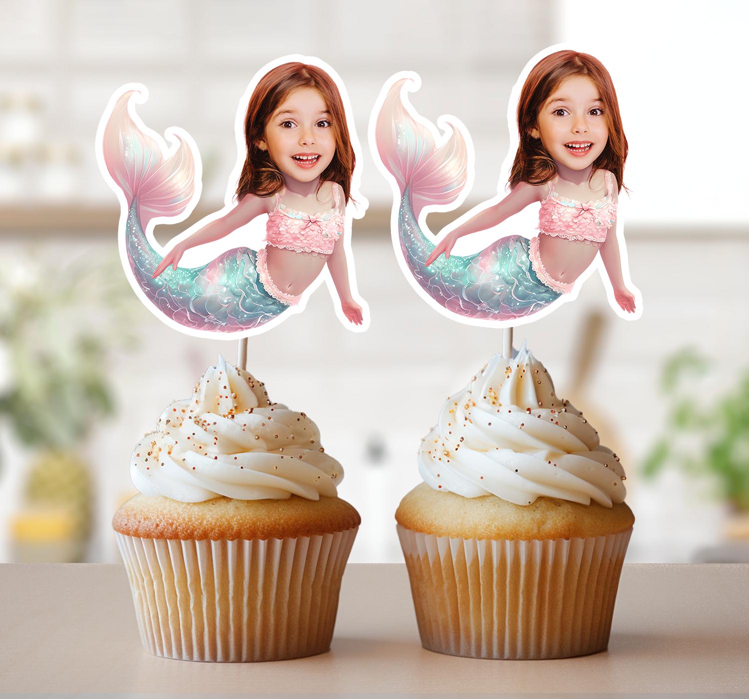 24 Obleas Comestibles Precortadas Para Decoración De Tartas: Sirena 7º Cumpleaños