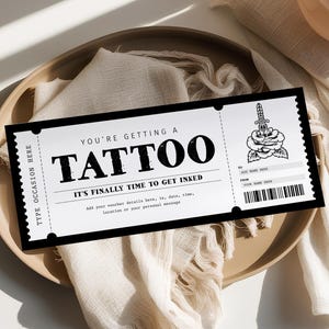 Tattoo-cadeaubon BEWERKBAAR, tattoo-cadeaubon, afdrukbare Get Inked-cadeaubon, tattoo-ticketsjabloon, tattoo-coupon, elke gelegenheid