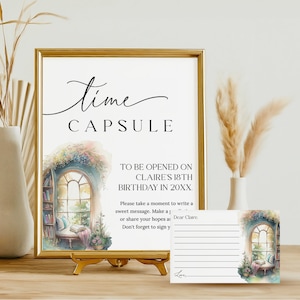 Verhalenboek teken tijdcapsule BEWERKBAAR, boek thema tijdcapsule eerste verjaardag, nieuw hoofdstuk babyshower tijdcapsule kaarten afdrukbare SB25