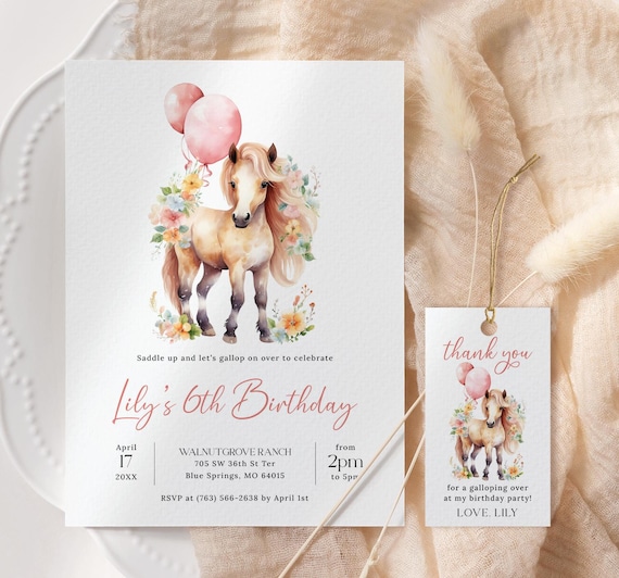 Gallop On Over Birthday Invitation EDITABLE, Floral Horse Birthday Invitation Printable, Saddle Up Birthday, Cowgirl Party Invite GL27