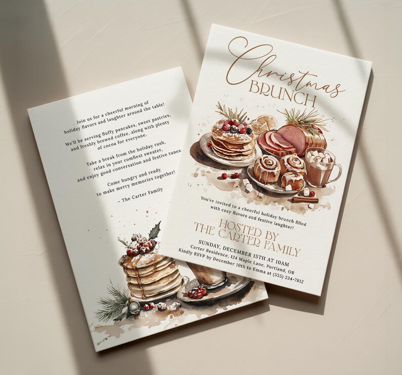 Christmas Brunch Invitation Template, Editable Holiday Brunch Invite, Christmas Breakfast Party, Friendsmas Invitation, Digital Download