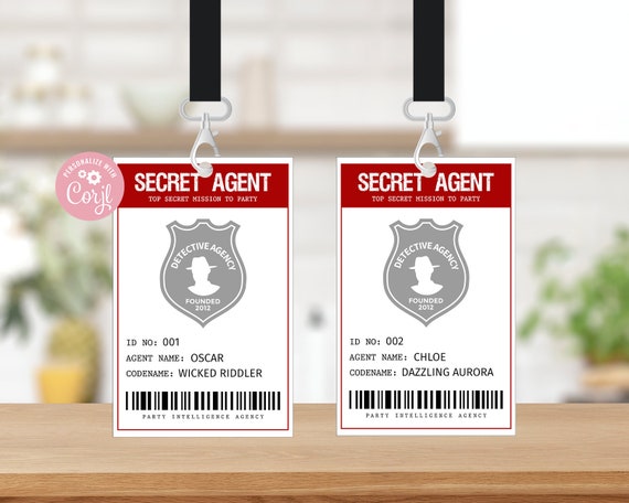 Secret Agent Party Badge EDITABLE, Spy Name Tag, Spy ID Passes, Detective  Party Badge, Printable Birthday Party Passes, Spy Party - Etsy