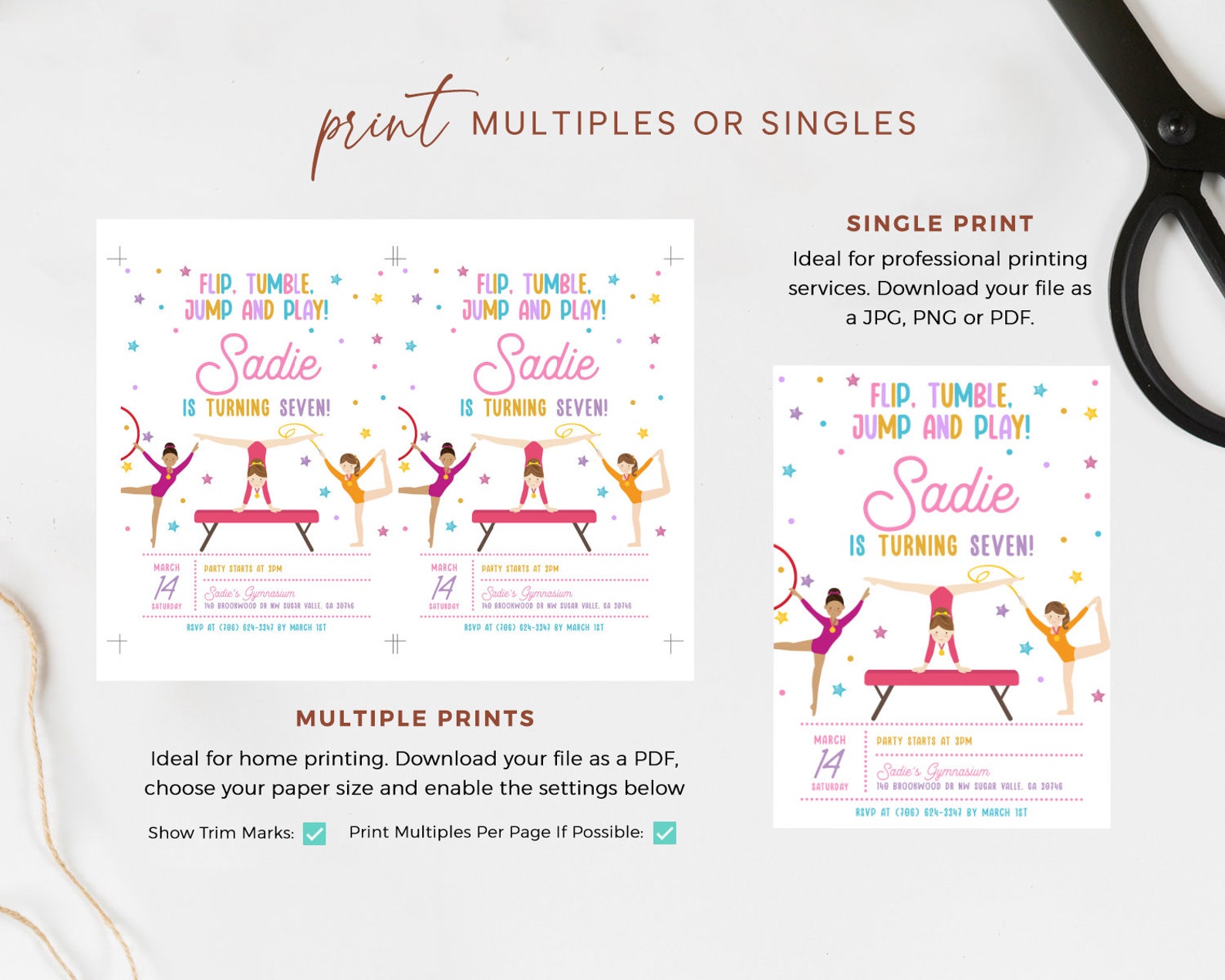 Gymnastics Birthday Invitation EDITABLE Printable Gymnastics - Etsy
