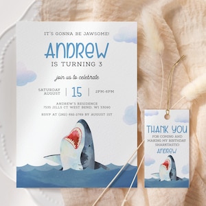 Shark Birthday Invitation EDITABLE, Shark Attack Party Invite Printable, Under The Sea Birthday, Shark Pool Party Invite, Jawsome Birthday