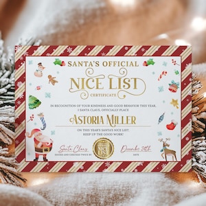 Certificato ufficiale della lista dei buoni di Babbo Natale MODIFICABILE, Certificato della lista dei buoni degli elfi stampabile, Dalla scrivania di Babbo Natale, Documento ufficiale di Babbo Natale CG25