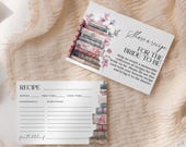 Storybook Recipe Card Template EDITABLE, Floral Coquette Book Themed Bridal Shower Recipe Card Insert, New Chapter Recipe Request Card CB06