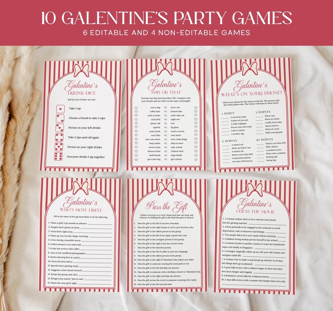 Galentines Day Party Games Bundle EDITABLE, Girls Night Party Activity ...