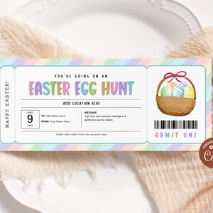 Easter Egg Hunt Ticket EDITABLE, Easter Egg Hunt Invitation Printable ...