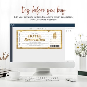 Hotel Reservation Voucher EDITABLE, Hotel Stay Gift Template, Printable Staycation Certificate ...