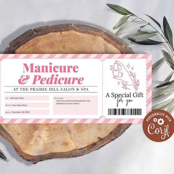 Pedicure Gift Certificate Template Printable and Editable Etsy Canada