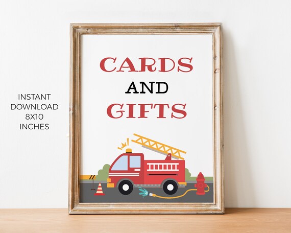 Firetruck Cards and Gifts Sign Printable Fire Fighter - Etsy
