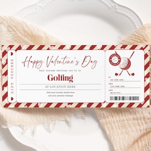 Cupón de golf para San Valentín (EDITABLE), Certificado de viaje de golf imprimible, Plantilla de boleto de golf, Cupón de golf, Tarjeta de regalo de San Valentín