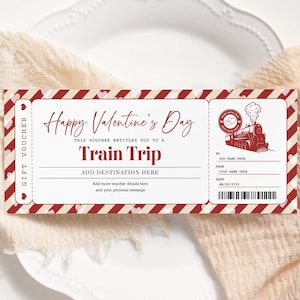 Zug Valentines Ticket EDITIERBAR, Überraschungsreise Geschenkgutschein Printable, personalisierte Zug Bording Pass, Zugticket Vorlage