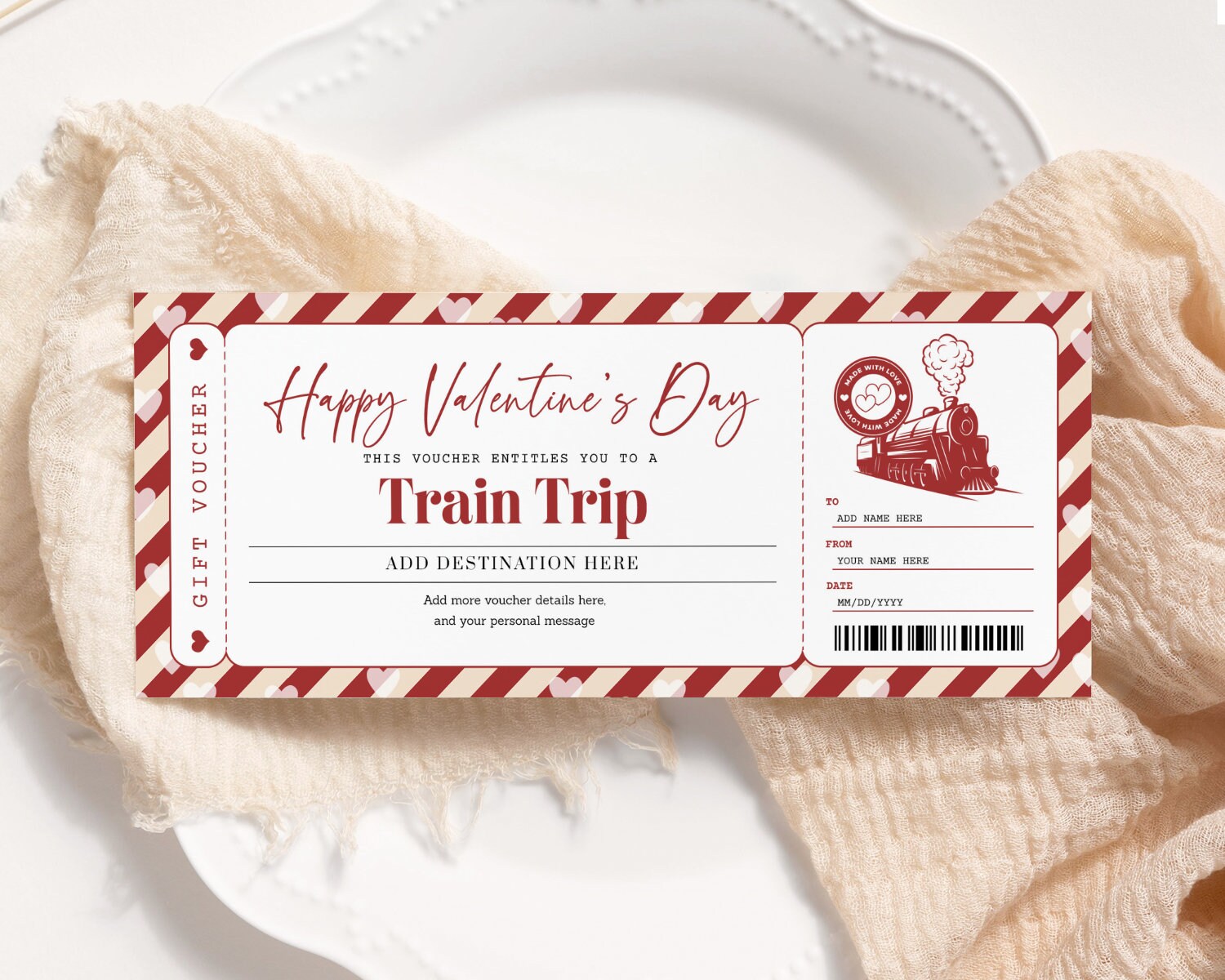 Valentijnskaartje trein BEWERKBAAR, verrassingsreis cadeaubon afdrukbaar, gepersonaliseerde instapkaart, treinkaartjesjabloon