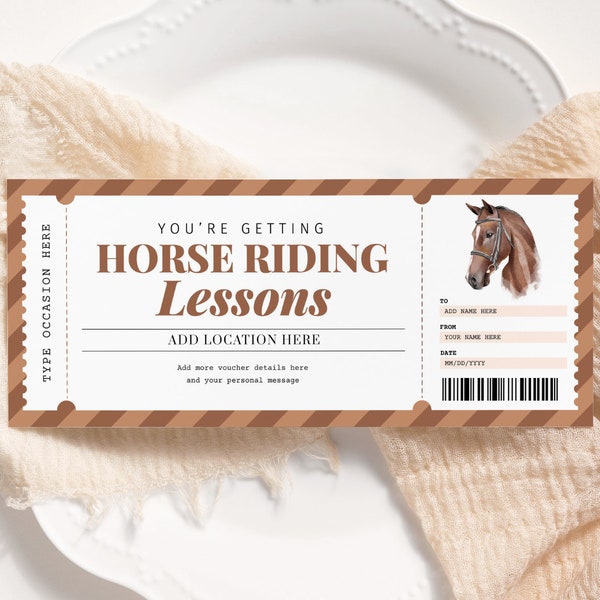 Horse Riding Lessons Voucher EDITABLE, Horse Leases Certificate Printable, Trail Rides Gift Card, Horseback Riding Lesson, For Any Occasion