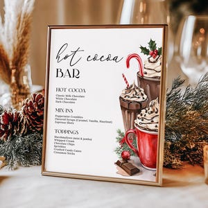 Hot Cocoa Bar Sign EDITABLE, Christmas Hot Chocolate Bar Sign Printable, Holiday Hot Cocoa Bar Sign, Hot Cocoa Station, Christmas Party Sign