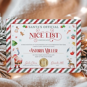 Certificato ufficiale della lista dei buoni di Babbo Natale MODIFICABILE, Certificato della lista dei buoni degli elfi stampabile, Dalla scrivania di Babbo Natale, Documento ufficiale di Babbo Natale CR25