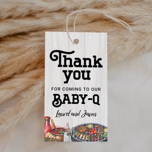 BBQ Baby Shower Favor Tags EDITABLE, Backyard Baby Shower Thank You Tags Printable, Coed Baby-Q Shower Tags, Barbecue Shower Gift Tags BBQ25