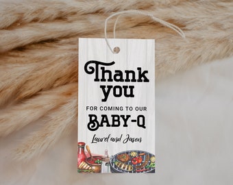 Etiquetas de recuerdo para baby shower con barbacoa (EDITABLES), etiquetas de agradecimiento para baby shower en el jardín (imprimibles), etiquetas para baby shower mixto con barbacoa, etiquetas de regalo para baby shower con barbacoa (BBQ25)