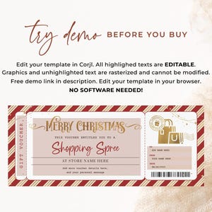 Shopping Spree Christmas Voucher EDITABLE, Shopping Day Gift Certificate Template, Holiday Surprise Ticket, Printable Shopping Spree Coupon image 4