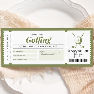 Golf-Geschenkgutschein EDITIERBAR, Golf-Reise-Gutschein zum Ausdrucken, Golf-Eintrittsvorlage, Golf-Gutschein, Erlebnisgeschenkkarte für jeden Anlass