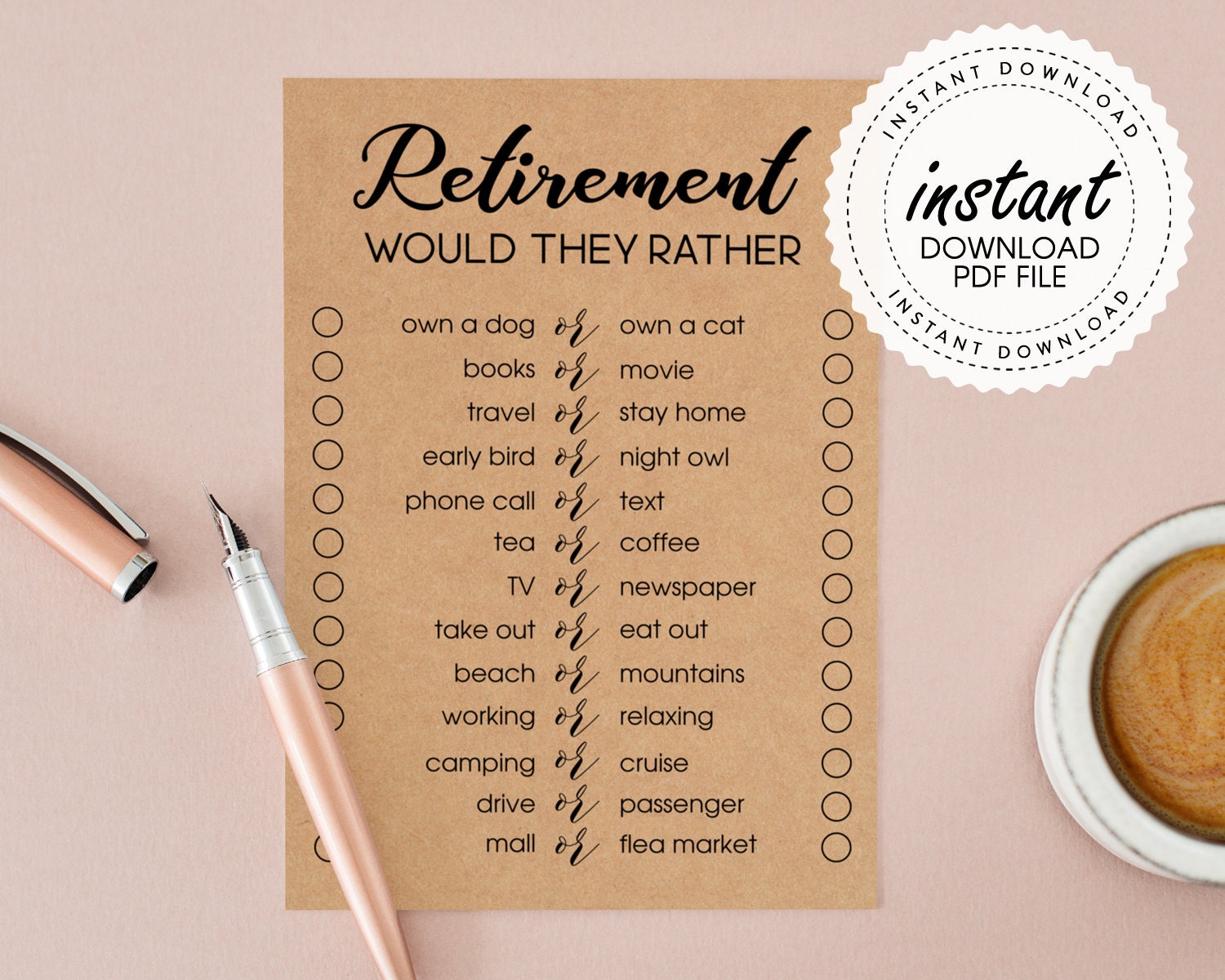 Spending My Retirement In A Game Retirement Would They Rather Game Retirement Party Game Fun | Etsy