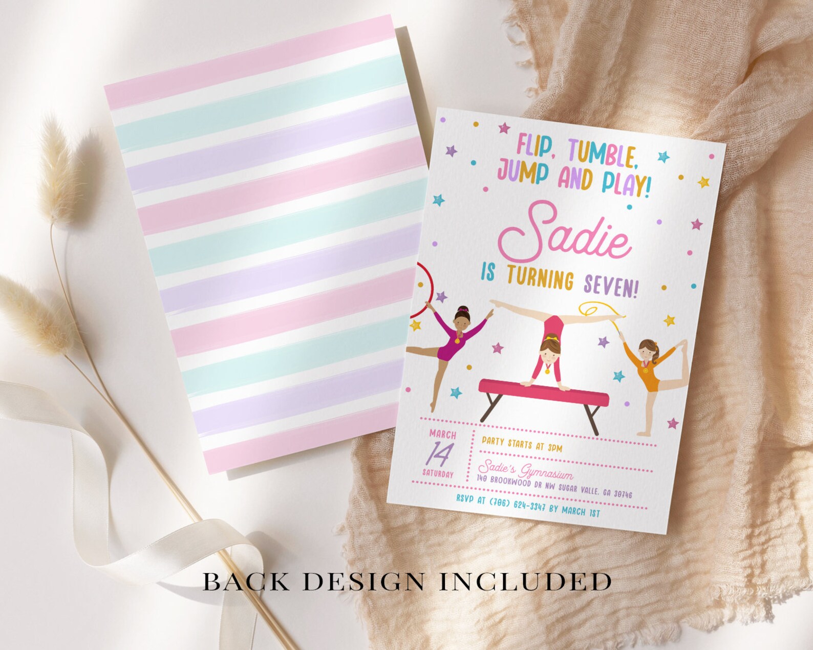Gymnastics Birthday Invitation EDITABLE Printable Gymnastics - Etsy