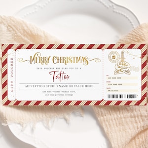 Tattoo Weihnachten Gutschein EDITIERBAR, Tattoo Geschenkgutschein Vorlage druckbar, Get Inked Geschenkkarte, Tattoo Weihnachtskarte, Tattoo Coupon