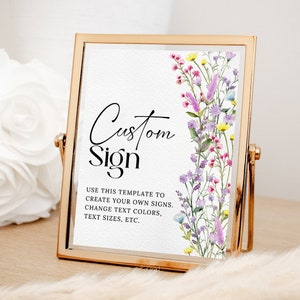 Custom Wildflower Sign EDITABLE, Boho Floral Baby Shower Sign Printable, Minimalist Garden Shower, Wildflower Bridal Shower Decor, 8x10 WS12