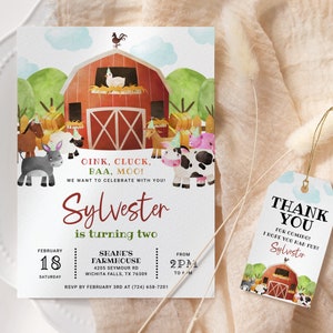 Farm Birthday Invitation EDITABLE, Barn Animals Party Invite Printable, Farm House Party, Ranch Kids Birthday, Barnyard Birthday Party