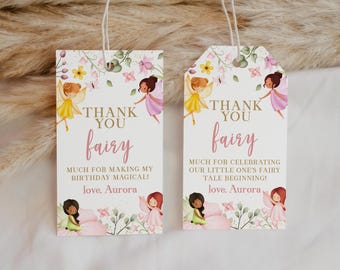Fairy Party Favor Tag EDITABLE, Fairy Baby Shower Thank You Tag, Fairy Birthday Tag, Enchanted Fairy Gift Tag, Thank You For Coming Tag FM11